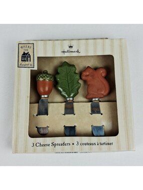 Hallmark Fall-Themed Ceramic Handled Cheese Spreaders Set Of 3 - Acorn Oak Leaf